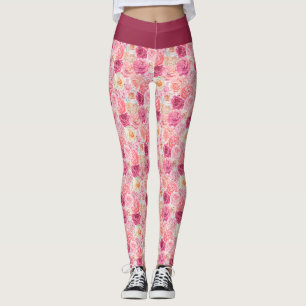 Roze Witte Blush Roze Magenta Bloem Bloemen Meisje Leggings