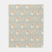 Roze Witte Blush Rozen op Blauwe Achtergrond fleec Fleece Deken (Voorkant)
