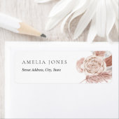 Roze Witte Boho Bloemen Adreslabel Etiket (Insitu)