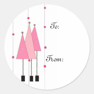 Roze witte bomen ronde sticker