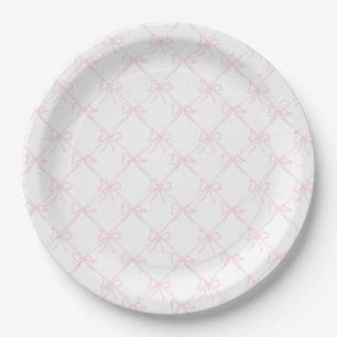 Roze & Witte Boog, Grandmillenial Roze Lint Papieren Bordje