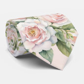 Roze Witte Botanische Rose Boeket Bruiloft bruideg Stropdas (Opgerold)