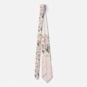 Roze Witte Botanische Rose Boeket Bruiloft bruideg Stropdas (Achterkant)