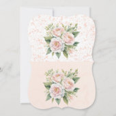 Roze Witte Botanische Rozen Bruids Tea Party Kaart (Achterkant)