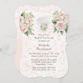 Roze Witte Botanische Rozen Bruids Tea Party Kaart (Voorkant / Achterkant)