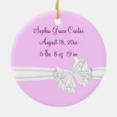 Roze & Witte Bow Baby Meisje Foto Ornament (Achterkant)