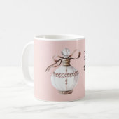 Roze Witte Bronzen Parfumfles Schoonheid Koffiemok (Voorkant links)
