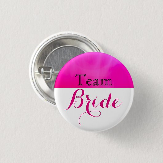 Roze & Witte Bruids Team Bruid Ronde Button 3,2 Cm (Voorkant /achterkant)