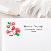 Roze witte bruidsbloemen adres etiket (Insitu)