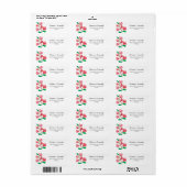 Roze witte bruidsbloemen adres etiket (Full Sheet)