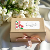 Roze witte bruidsbloemen adres etiket