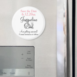 Roze witte bruiloft Bewaar de datum Magneet