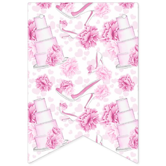 ROZE & WITTE BRUILOFT BUNTING VLAGGEN VLAGGETJES (Eerste vlag)