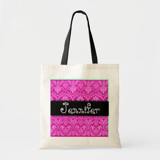 Roze witte bruiloft Damask Bridesmaid Bag Tote Bag (Voorkant)