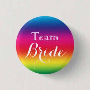 Roze Witte Bruiloft Team Bruid Knop Ronde Button 3,2 Cm