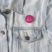 Roze Witte Bruiloft Team Bruid Ronde Button 3,2 Cm (In situ)