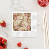  roze witte bruine rozen bloempatroon servet (Insitu)