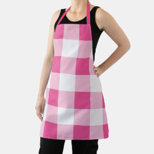 Roze Witte Buffalo Check Bakker Schort