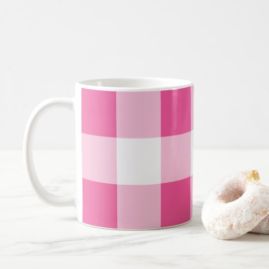 Roze Witte Buffalo Check Koffiemok (Met donut)