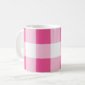 Roze Witte Buffalo Check Koffiemok (Voorkant links)