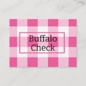 Roze Witte Buffalo Check Visitekaartje (Voorkant)