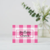 Roze Witte Buffalo Check Visitekaartje (Staand voorkant)