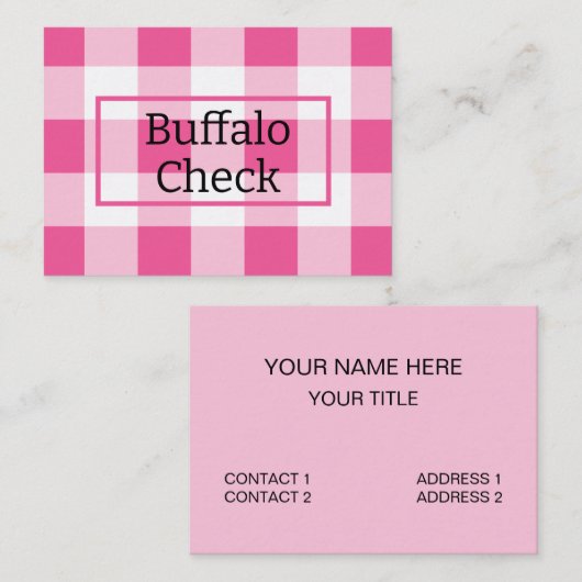 Roze Witte Buffalo Check Visitekaartje (Voorkant / Achterkant)