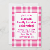 Roze Witte Buffel Check Familiereünie Kaart (Voorkant)