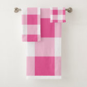 Roze witte buffelcheque bad handdoek (Insitu)
