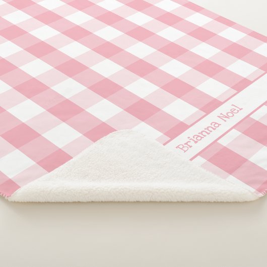 Roze witte buffet Check deken met naam (3/4)