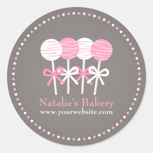 Roze Witte Cake Pops Bakkerij Promotie Sticker (Voorkant)