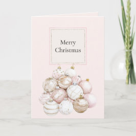 Roze Witte Champagne Kerst Ornamente Kaart