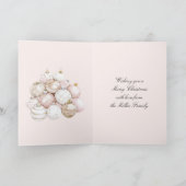 Roze Witte Champagne Kerst Ornamente Kaart (Binnen)