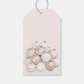 Roze Witte Champagne Kerstballen Cadeaulabel (Achterkant)