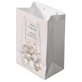 Roze Witte Champagne Kerstversieringen Medium Cadeauzakje (Voorkant Gekanteld)
