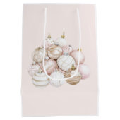 Roze Witte Champagne Kerstversieringen Medium Cadeauzakje (Achterkant)