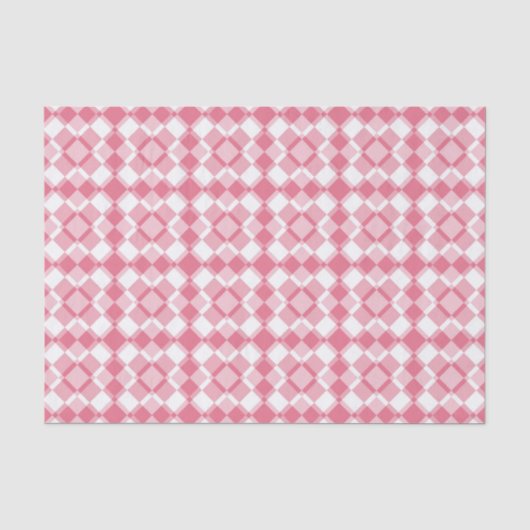Roze Witte Checker Argyle Patroon Tissuepapier (Voorkant)
