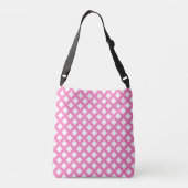Roze Witte Checker Diamant Patroon Crossbody Tas (Achterkant)