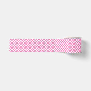 Roze Witte Checker Diamant Patroon Grosgrain Lint