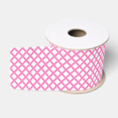 Roze Witte Checker Diamant Patroon Grosgrain Lint (Spoel)