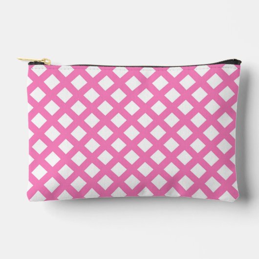 Roze Witte Checker Diamant Patroon Klein Etui (Voorkant)