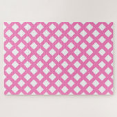 Roze Witte Checker Diamant Patroon Legpuzzel (Horizontaal)