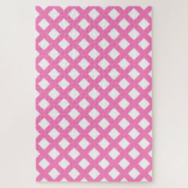 Roze Witte Checker Diamant Patroon Legpuzzel