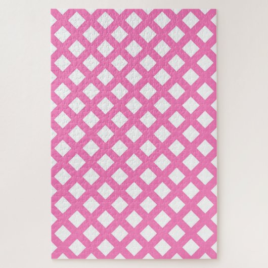 Roze Witte Checker Diamant Patroon Legpuzzel (Verticaal)