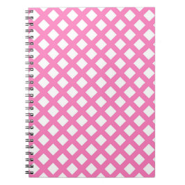 Roze Witte Checker Diamant Patroon Notitieboek