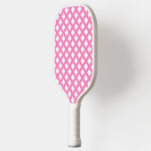 Roze Witte Checker Diamant Patroon Pickleball Paddle (Links)