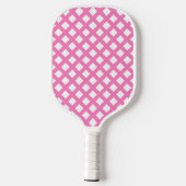 Roze Witte Checker Diamant Patroon Pickleball Paddle (Achterkant)