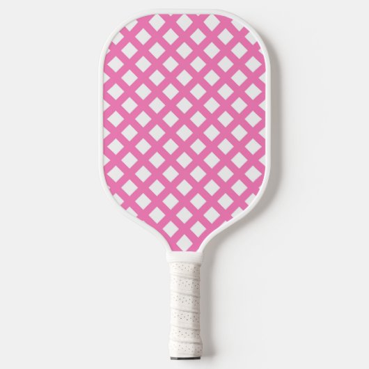 Roze Witte Checker Diamant Patroon Pickleball Paddle (Voorkant)