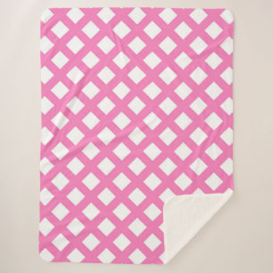 Roze Witte Checker Diamant Patroon Sherpa Deken