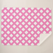 Roze Witte Checker Diamant Patroon Sherpa Deken (Voorkant (horizontaal))